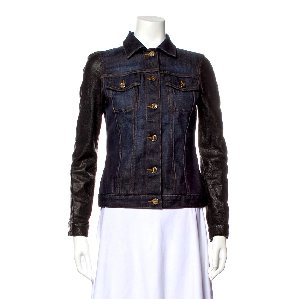 NEW Tory Burch Denim & Leather Moto Stylish Cool Jacket, Size: 0 / XS